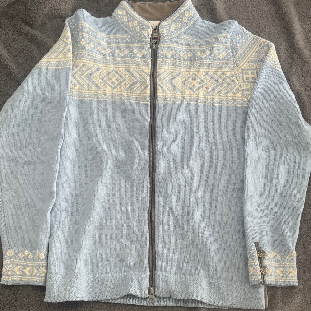 Dale of Norway Light Blue and White Knit Sweater